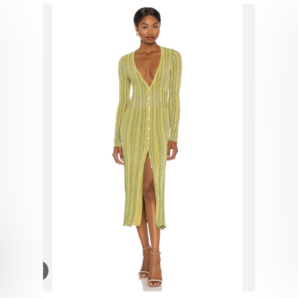 MISA Los Angeles Rafael knit dress in green.
